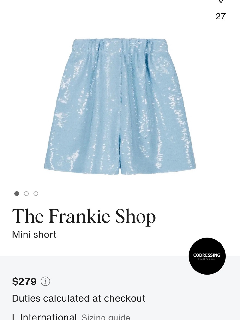 The Frankie Shop Powder Blue Sequin Mini Shorts